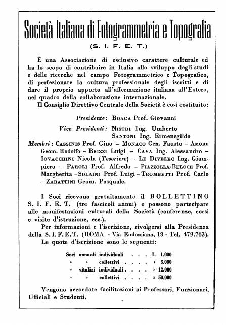 Copertina articolo #1 Bollettino SIFET ANNO: 1958 n.2